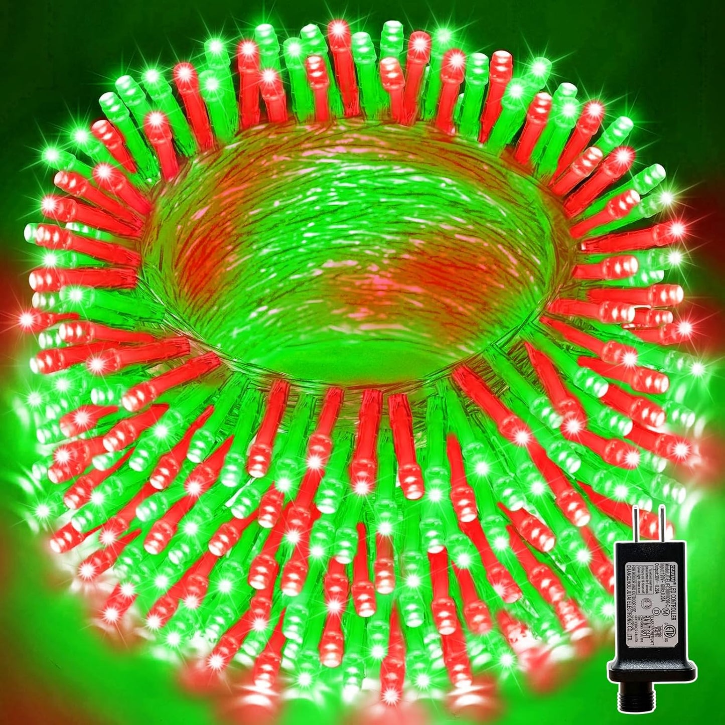 LAMPHOME 66ft Christmas Decorative Mini Lights, 200 LED Transparent Wire Fairy Starry String Lights Plug in, 12 Lighting Modes, for Indoor Outdoor Xmas Tree Wedding Party Decoration (Red+Green)