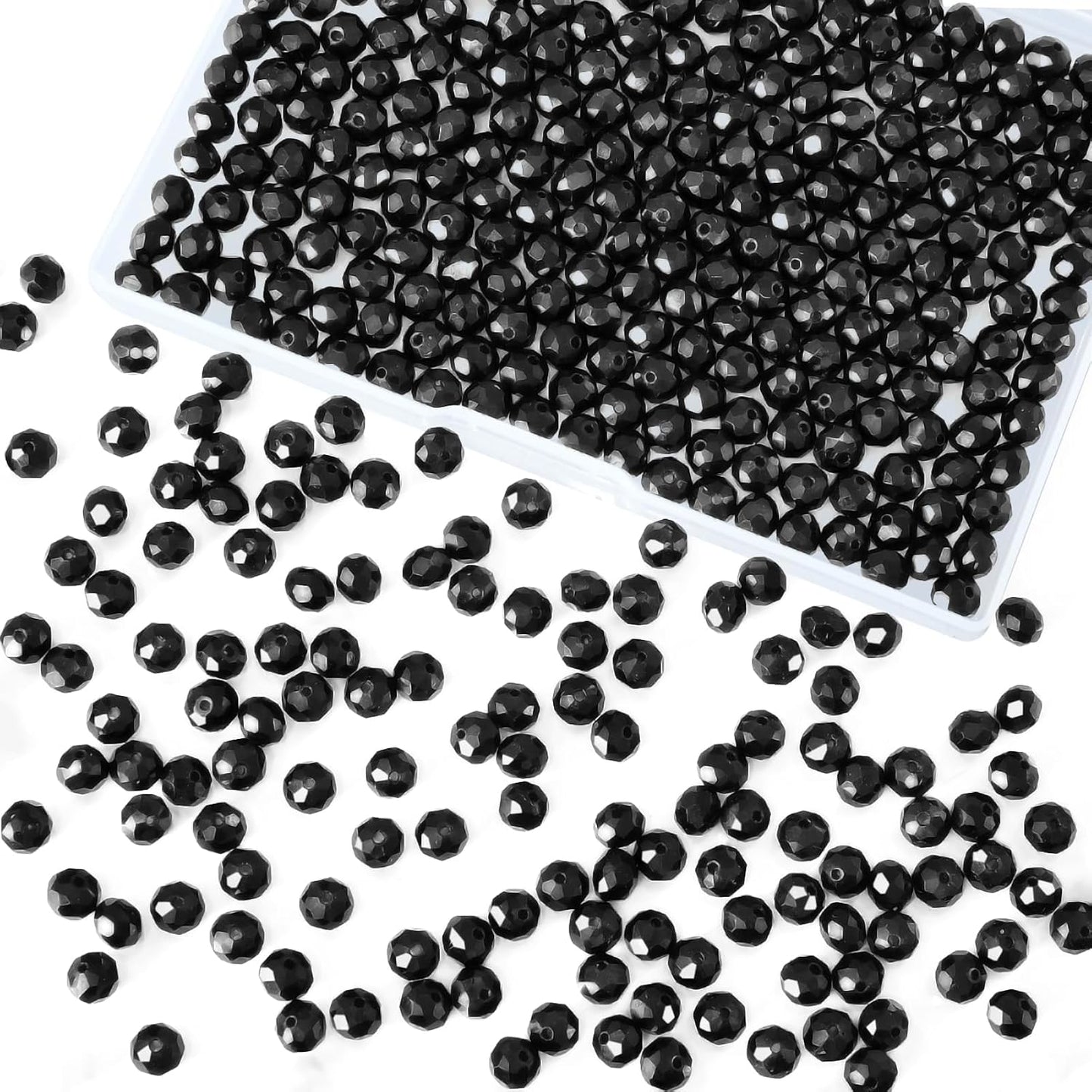 460Pcs 8mm Crystal Glass Beads for Jewelry Making Beads for Bracelets Necklace Pendants Making Supplies(Black)