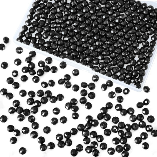 460Pcs 8mm Crystal Glass Beads for Jewelry Making Beads for Bracelets Necklace Pendants Making Supplies(Black)