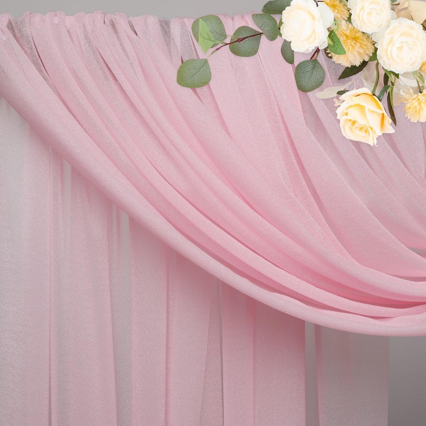 Wokceer Wedding Arch Draping Fabric 6 Panels 28.7" x 20FT Blush Pink Drapes Sheer Fabric Backdrop Arch Draping Fabric for Wedding Ceremony Birthday Party Bridal Shower Decoration