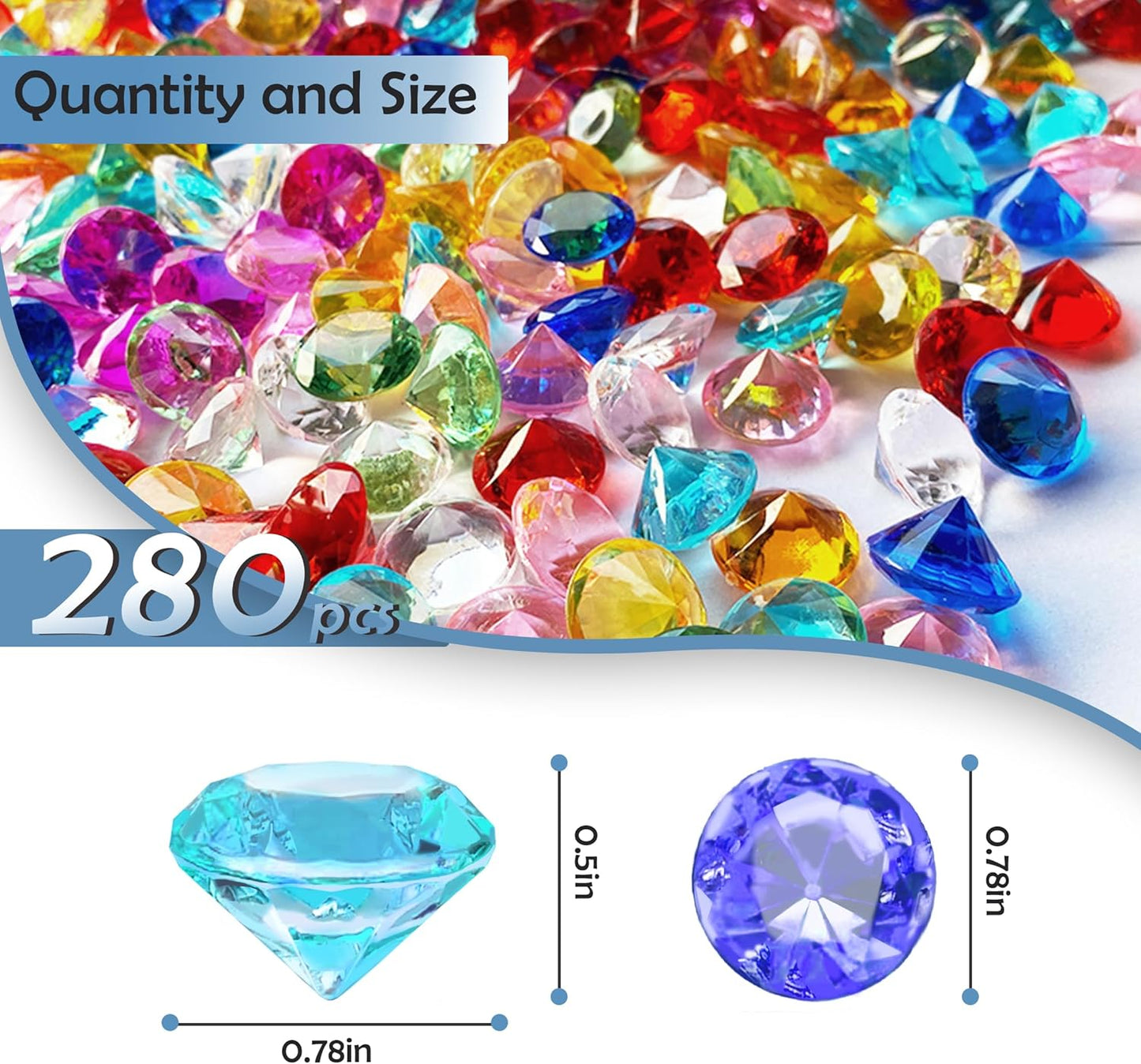 280Pcs Fake Diamonds for Wedding Centerpieces Multicolor Vase Fillers Acrylic Crystal Gems Rhinestone Ribbon for Wedding Birthday Party Cake Decor Vase Fillers Table Scatters DIY Crafts