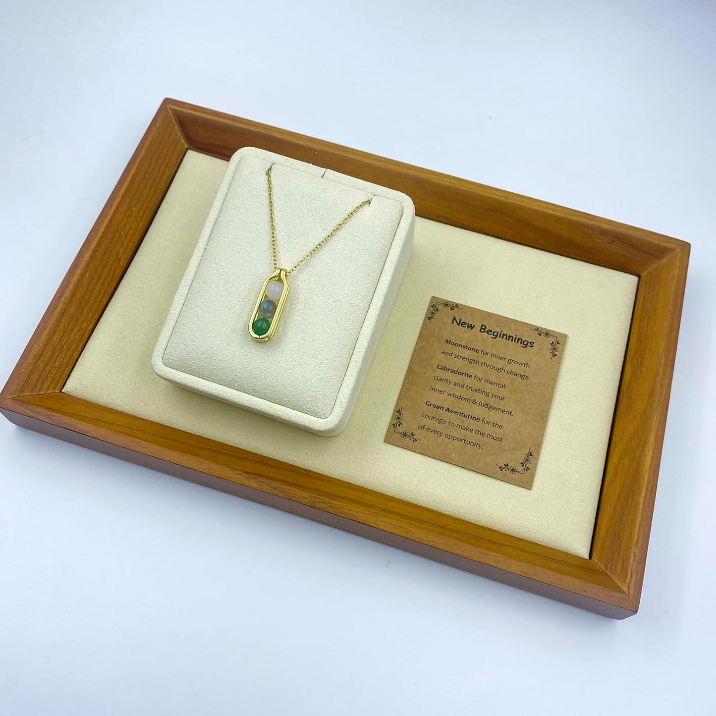 Natural Crystal Necklace Gift for New Beginnings, Crystals and Healing Stones Necklace for Anxiety Relief, Encourage Gift For Women, Mum, Natural Genuine Gemstone, Cheer Up