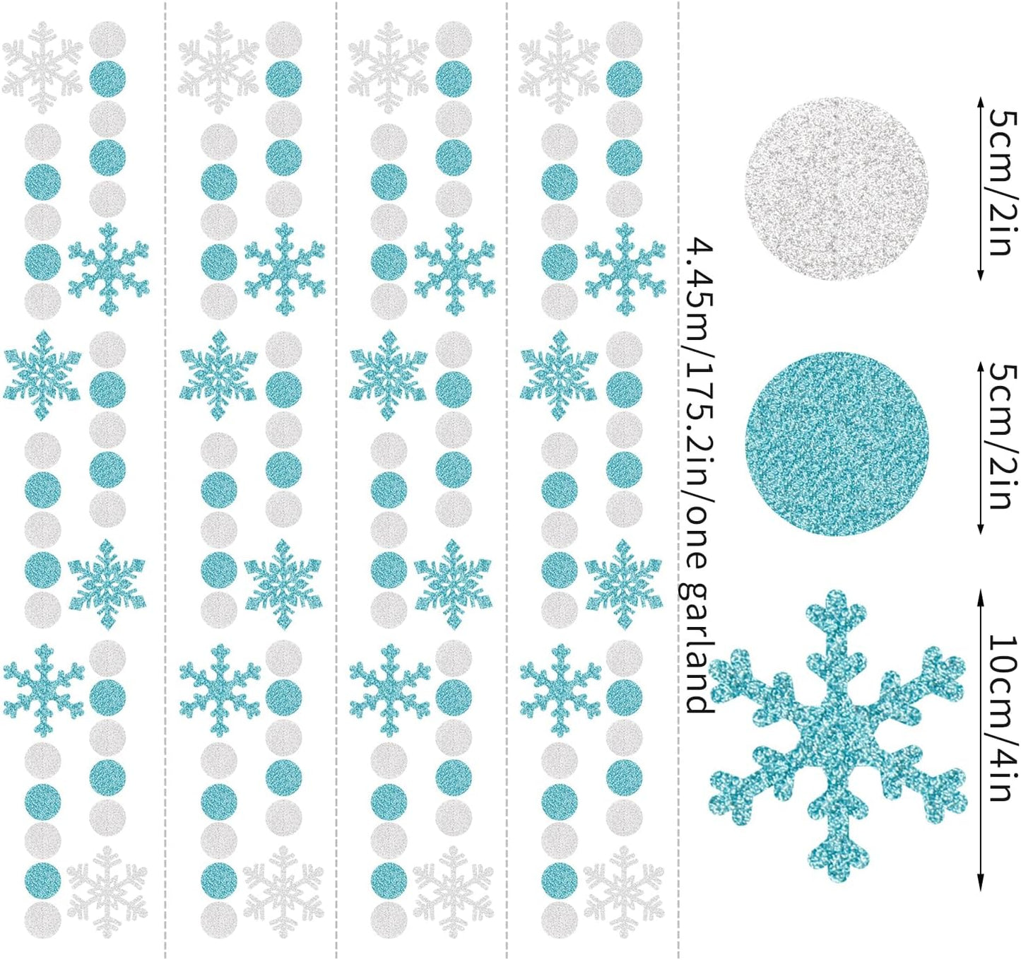 Snowflake-Snow Teal-Silver Christmas Party-Decorations Garland - 58Ft White Winter Wonderland Frozen Hanging Paper Streamers Banner,Birthday Wedding Baby Bridal Shower New Year Supplies Decor Ouruola