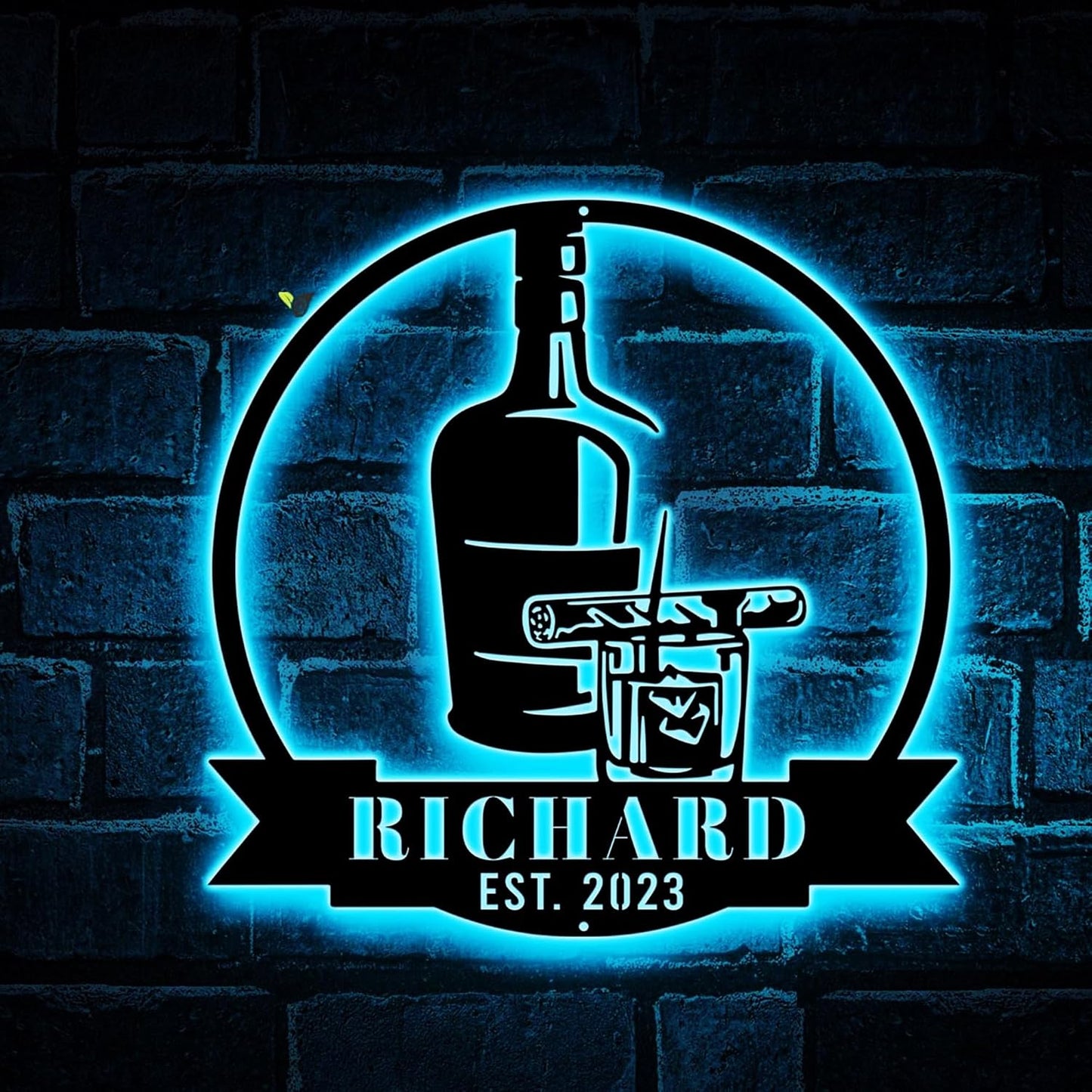 Custom Bourbon Cigar Metal Wall Art LED Light Personalized Whiskey Smoke Sign Home Bar Pub Decor Whiskey Bar Cocktail Decor Birthday Gift