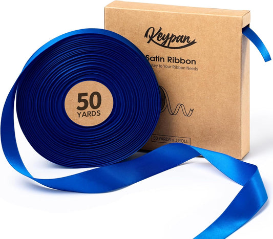 Royal Blue Satin Ribbon 7/8 Inch x 50 Yards Double-Faced Ribbons for Gift Wrapping Flower Bouquet Wedding Paper Bows Invitations Crafts