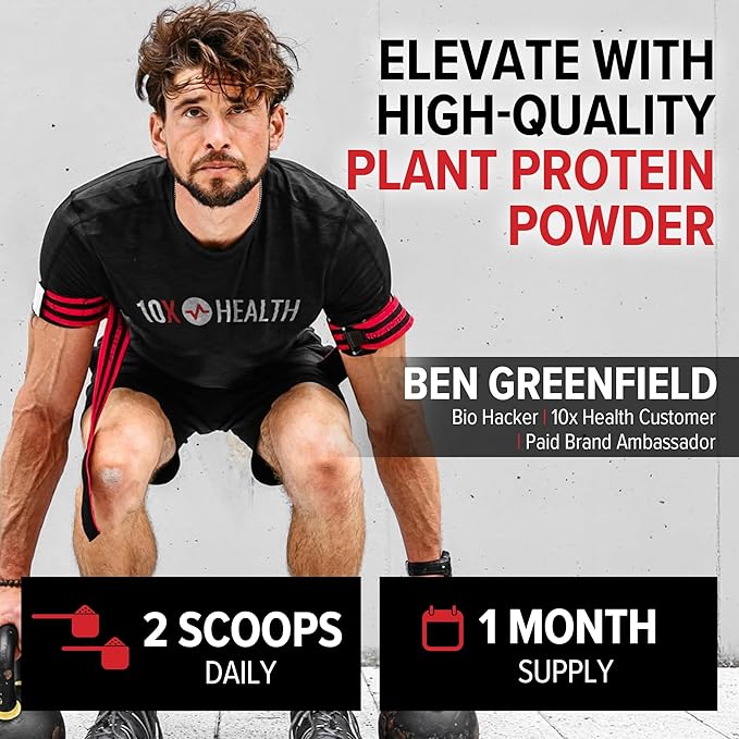 10X Health Vegan Protein Powder - 20g per Serving Plant Based Protein Powder for Muscle Support, Strength & Nutrition - Dairy-Free & Gluten-Free - Honey Vanilla 2.3 lbs, 30 Servings