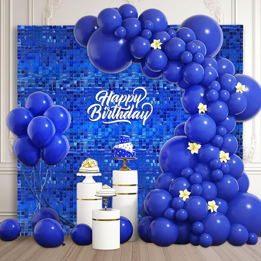 12PCS Royal blue Shimmer Wall Backdrop, Laser Square Sequin Photo Backdrops Panel, Glitter Wall Background for Birthdays, Weddings, Christmas, Engagements, Disco Bachelorette Party Decor (3FTx4FT)