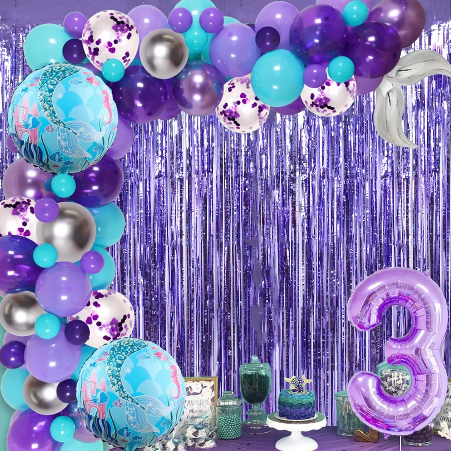 TONIFUL 3Pcs Light Purple Door Streamers Purple Photo Booth Backdrop Metallic Streamers Foil Fringe Curtains for Birthday,Christmas,New Year,Bachelorette,Grad Party Streamers Decor(9.9ft x 6.6ft)