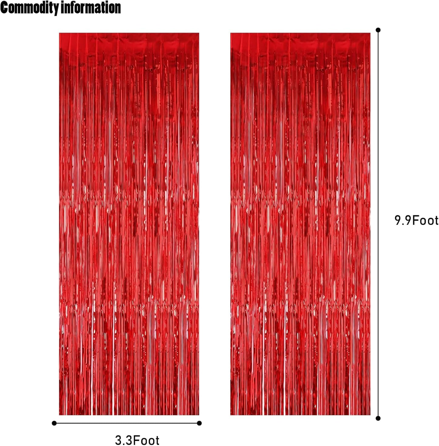 CANREVEL 2 Pack 3.3x8.2 Feet Red Foil Fringe Backdrop Curtains, Tinsel Streamers Birthday Party Decorations, Fringe Backdrop for Stranger Theme Birthday Party Christmas Valentines Day Party