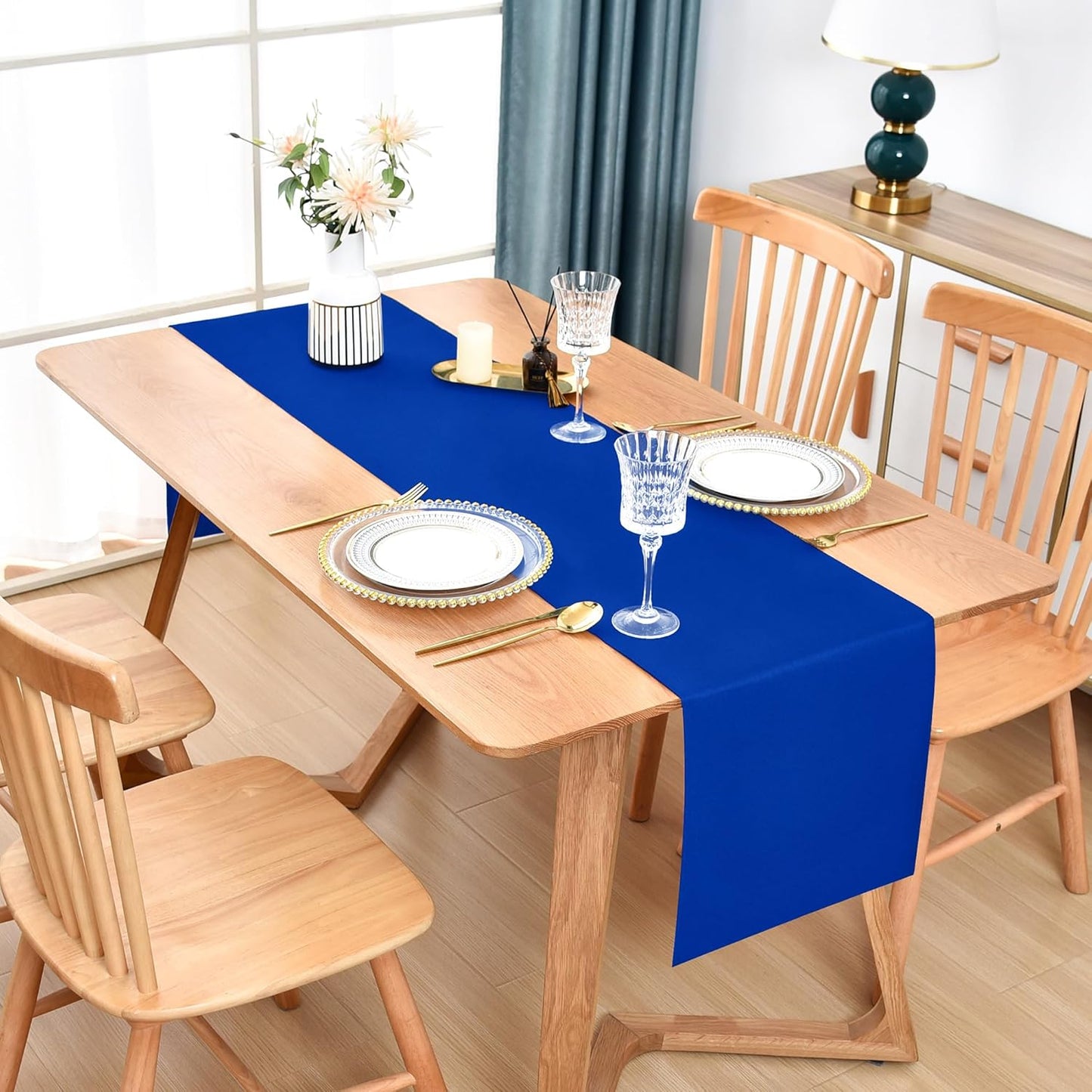 Farmhouse Blue Table Runner Dining Table Runners 48 Inches Long Coffee Table Runner for Dresser Living Room Bedroom Holiday Party Banquet 12X48 Inch