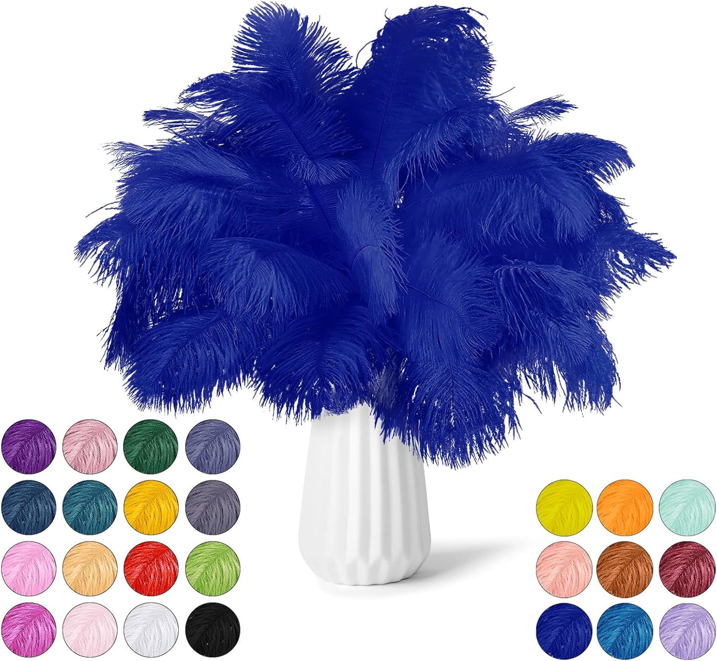 NEWONG 30pcs Royal Blue Ostrich Feathers Natural Bulk 9-12in（23-30cm） Vase Craft Wedding Home Party Centerpieces Christmas Day Decoration