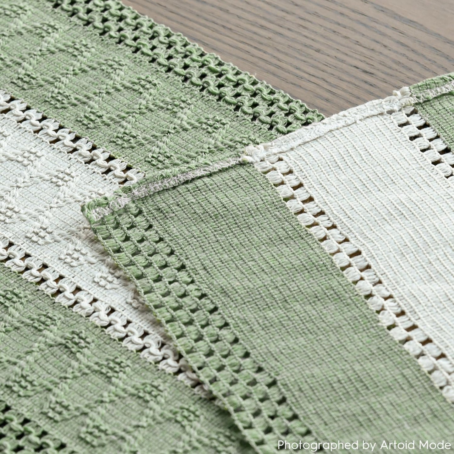 Artoid Mode Light Green Farmhouse Rustic Table Runner, Seasonal Hollow Kitchen Dining Table Decoration for Home Party Decor 12x60 Inch