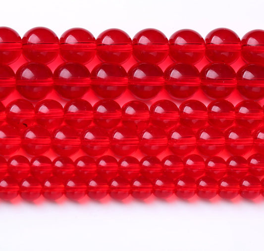 Red Glass Stone Beads Gemstone Round Crystal Energy Jade Beads Stone Beads for Jewelry Making DIY Bracelet Necklace Jewelry Making 1 Strand 15.5inch 45PCS 8MM