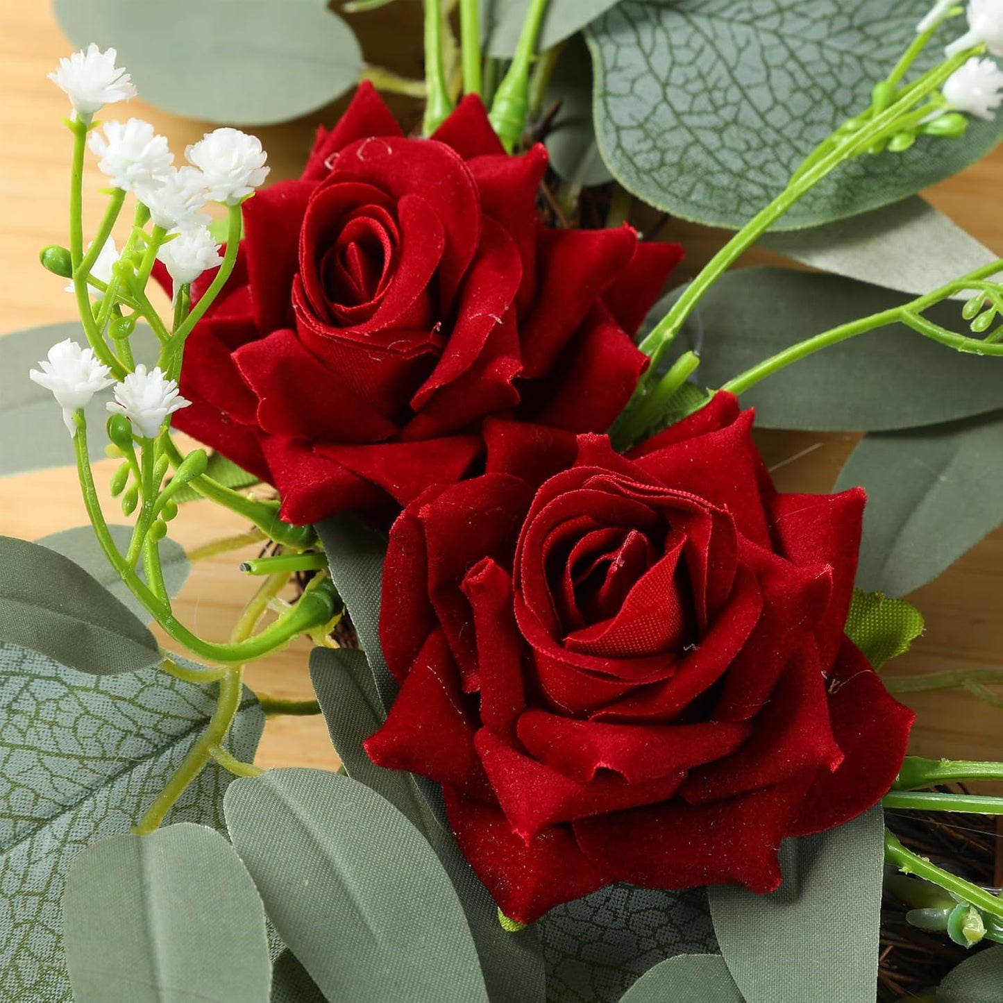 H&W 2pcs Artificial Wedding Arch Flowers for Wedding Sign, Floral Swag Dusty Decor for Reception Ceremony Backdrop Sweetheart Table （Red Rose）