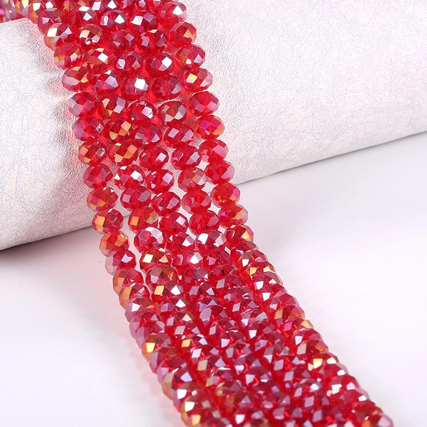 220Pcs 10mm Crystal Glass Beads for Jewelry Making Beads for Bracelets Necklace Pendants Making Supplies(Red)