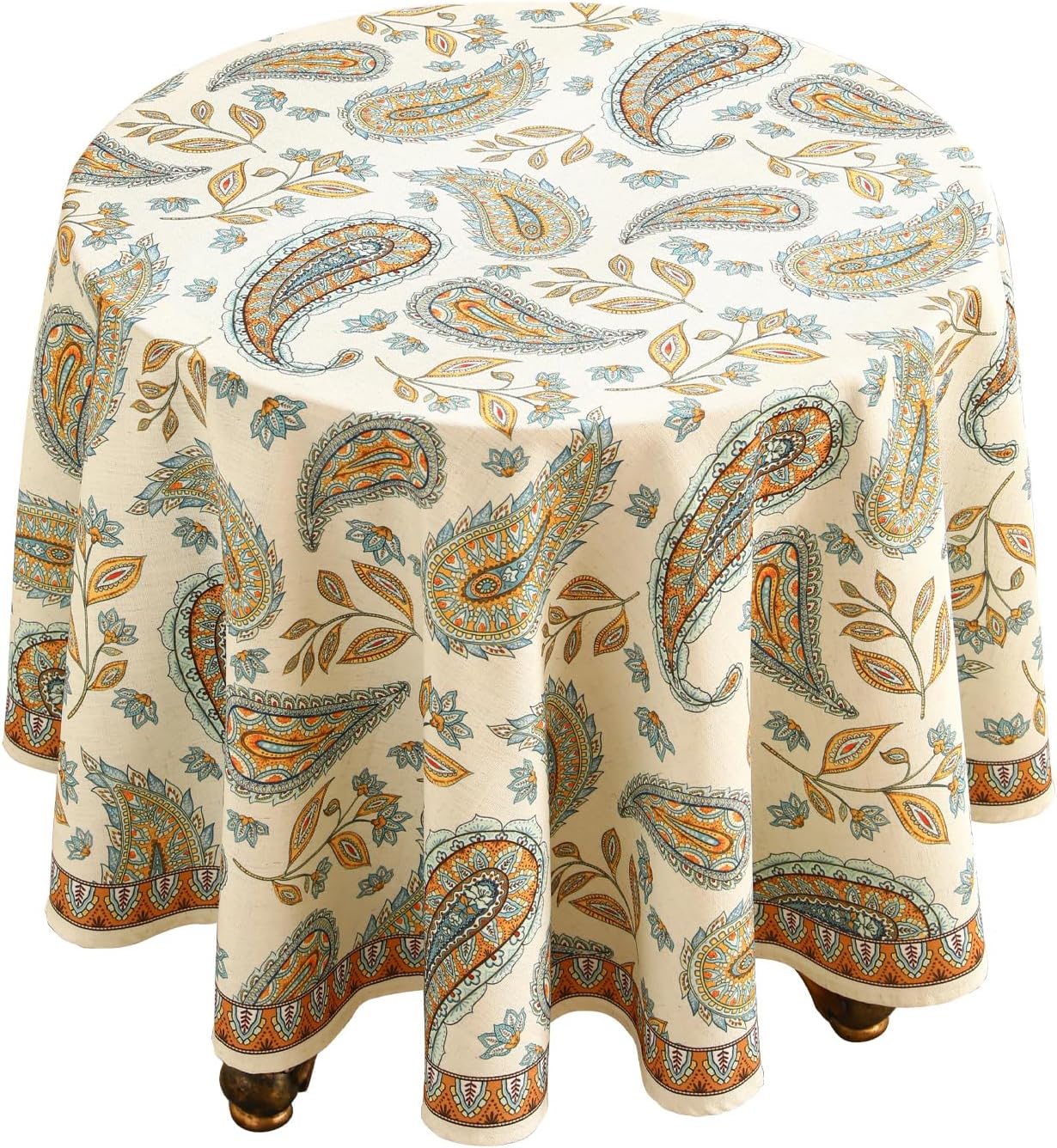 patdrea Designer Vintage French Table Cloth for Round Table,Italian Floral Tablecloth,Home Cover Fall Dacorative for Kitchen,Dining,Christmas,Thanksgiving,Tea Party,Diameter 67"-Lysaniya