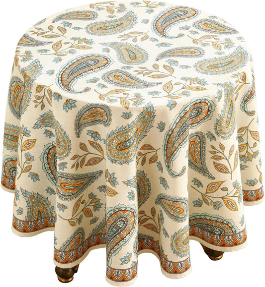 patdrea Designer Vintage French Small Table Cloth for Round Table,Italian Floral Tablecloth,Home Cover Fall Dacorative for Kitchen,Dining,Christmas,Thanksgiving,Tea Party,Diameter 55"-Lysaniya