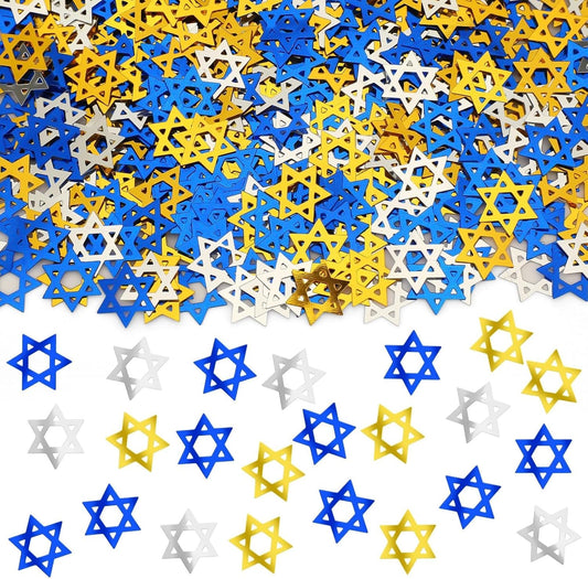 MARFOREVER Star of David Glitter Confetti, Hanukkah Confetti Table Decorations Gold Blue Silver Chanukkah Metallic Foil Sprinkles Sequin for Jewish Festival Hanukkah Party Supplies Decor