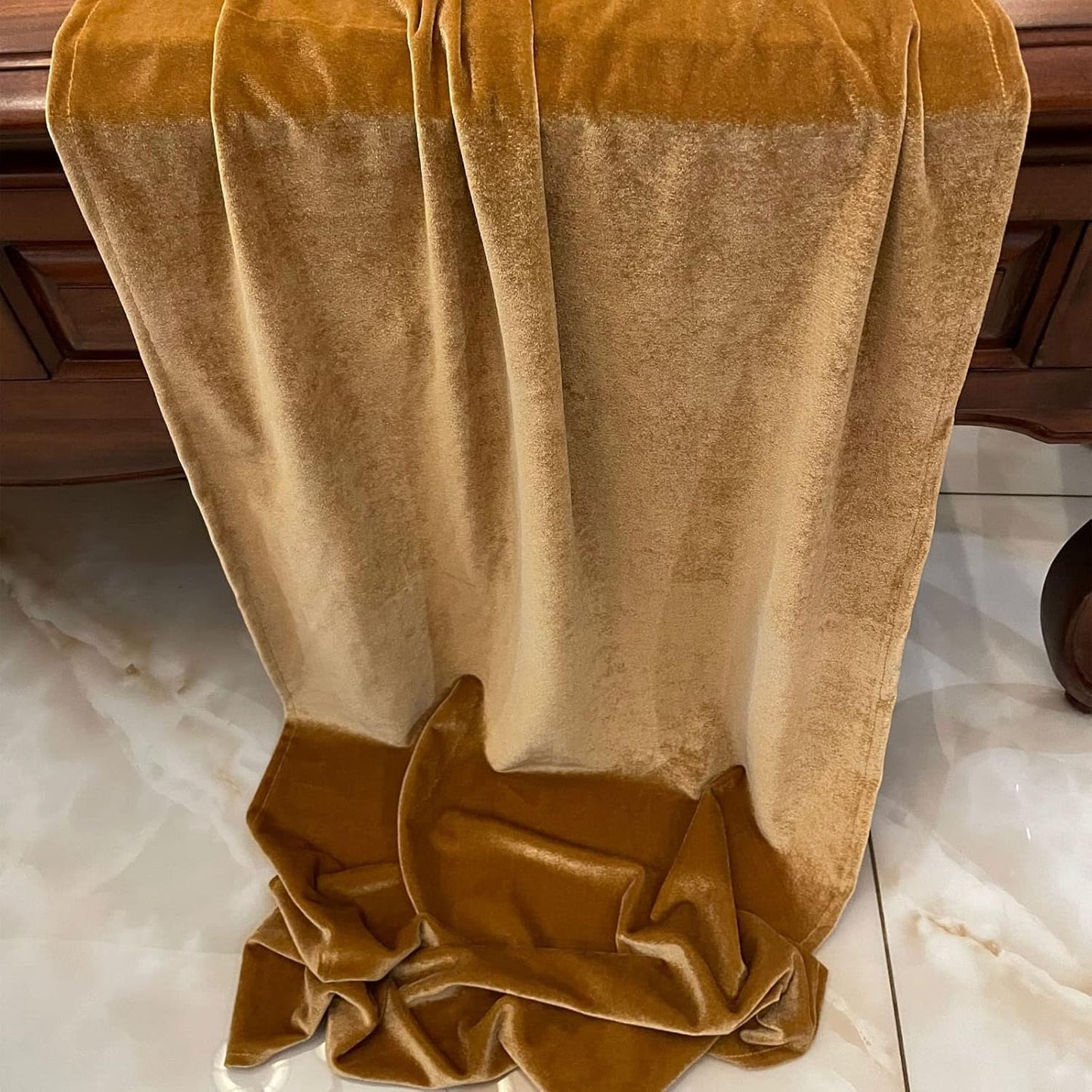Luxurious Velvet Table Runner, 10ft Wedding Reception Decorations, 20x120inch Soft Velvet Fabric, Table Linen Overlay, Wedding Table Runners (Gold, 20X120inch)