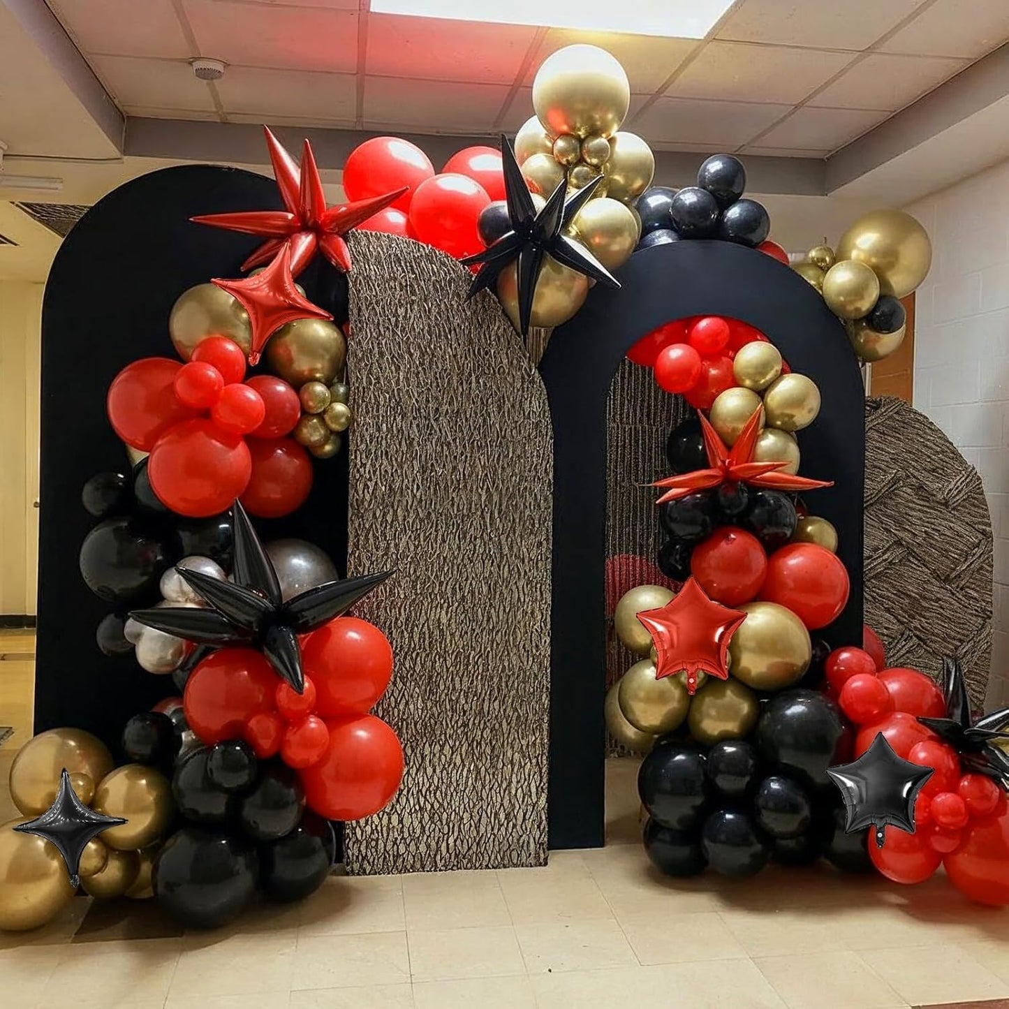 Red Black Star Balloon,16Pcs Star Foil Balloons Set with 22Inch Explosion Spike Cone Balloons and 10Inch Quadrangle Helium Balloon for Birthday Wedding Baby Shower and Halloween Party Decorations