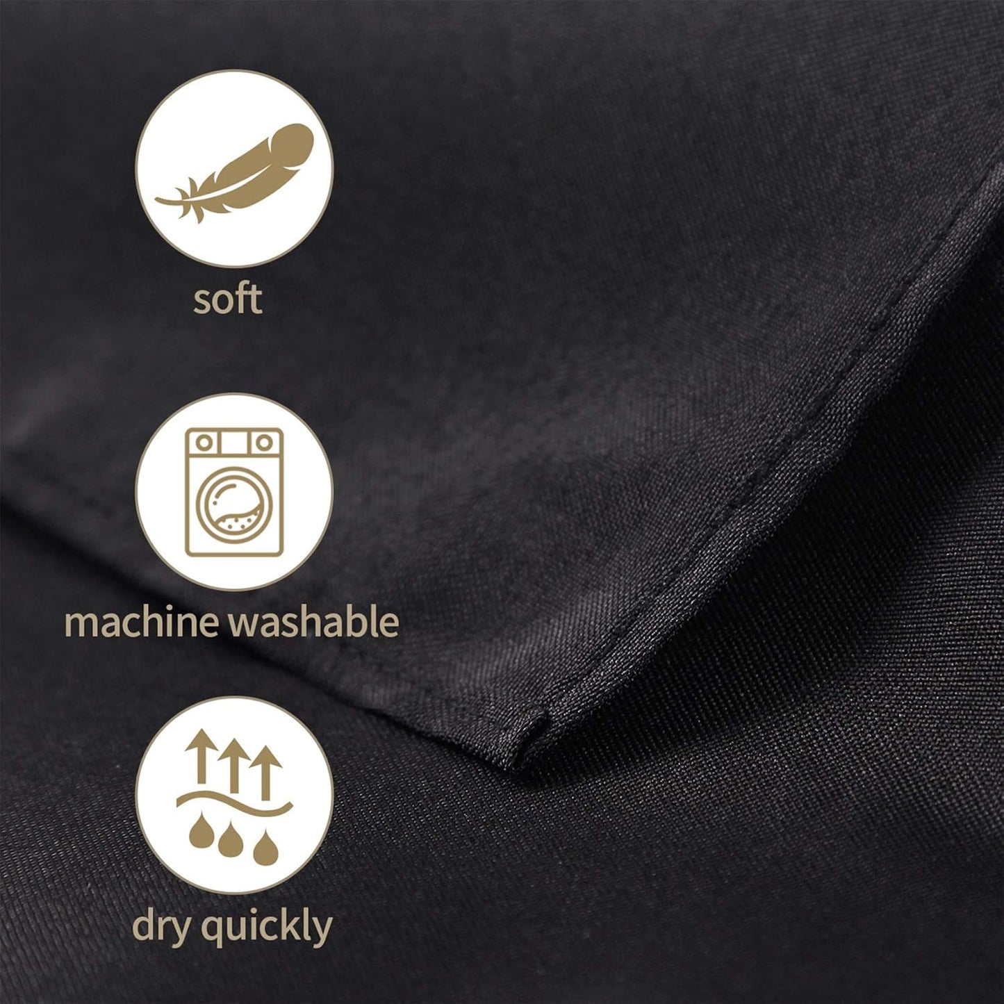 Ascoza 2pack 90x156 Inch Black Rectangular Tablecloth 8 Feet Table Cloth in Polyester Fabric for Wedding/Banquet/Restaurant/Parties