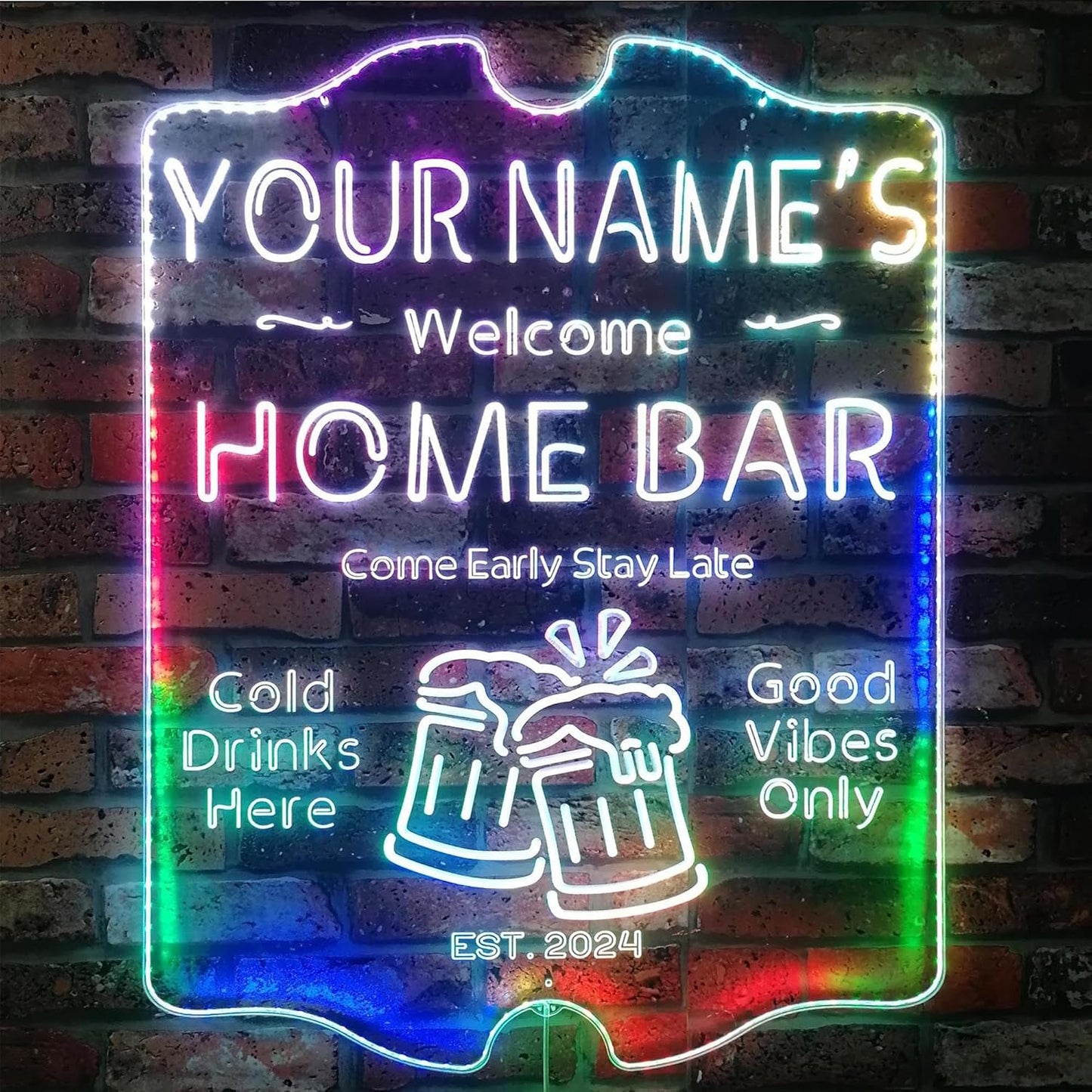 ADVPRO Personalized Your Name Home Bar RGB Dynamic Glam LED Sign - Cut-to-Edge Shape - Smart 3D Decoration - Multicolor Signage st06s43-fnd-p11-tm-c