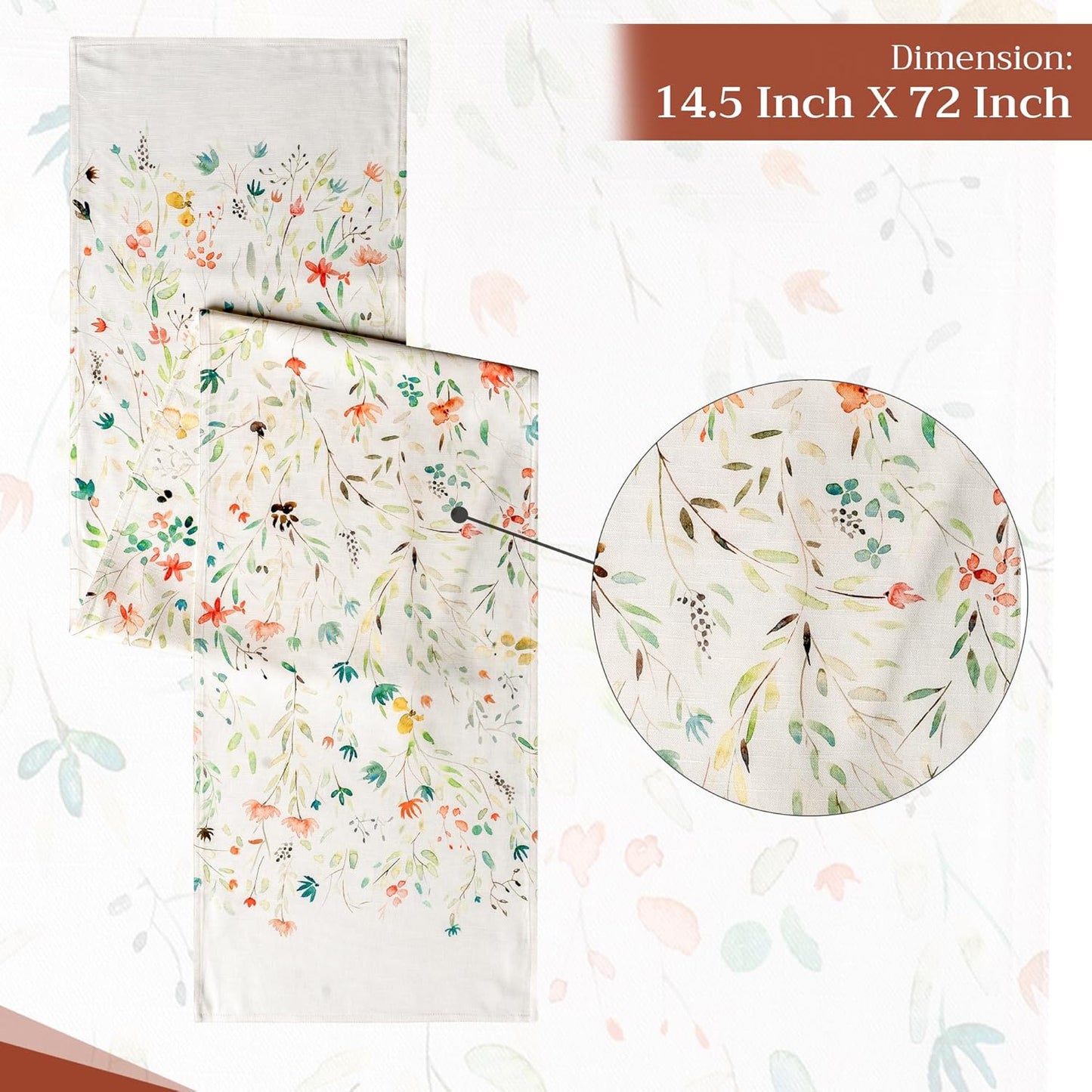 Maison d' Hermine Table runner 100% Cotton Double Layer Table Runners 72 inches long Decorative for Home Kitchen Dining Party Baby Shower Wedding Bridal Shower Spring Summer (Colmar, 14.50" x 72")