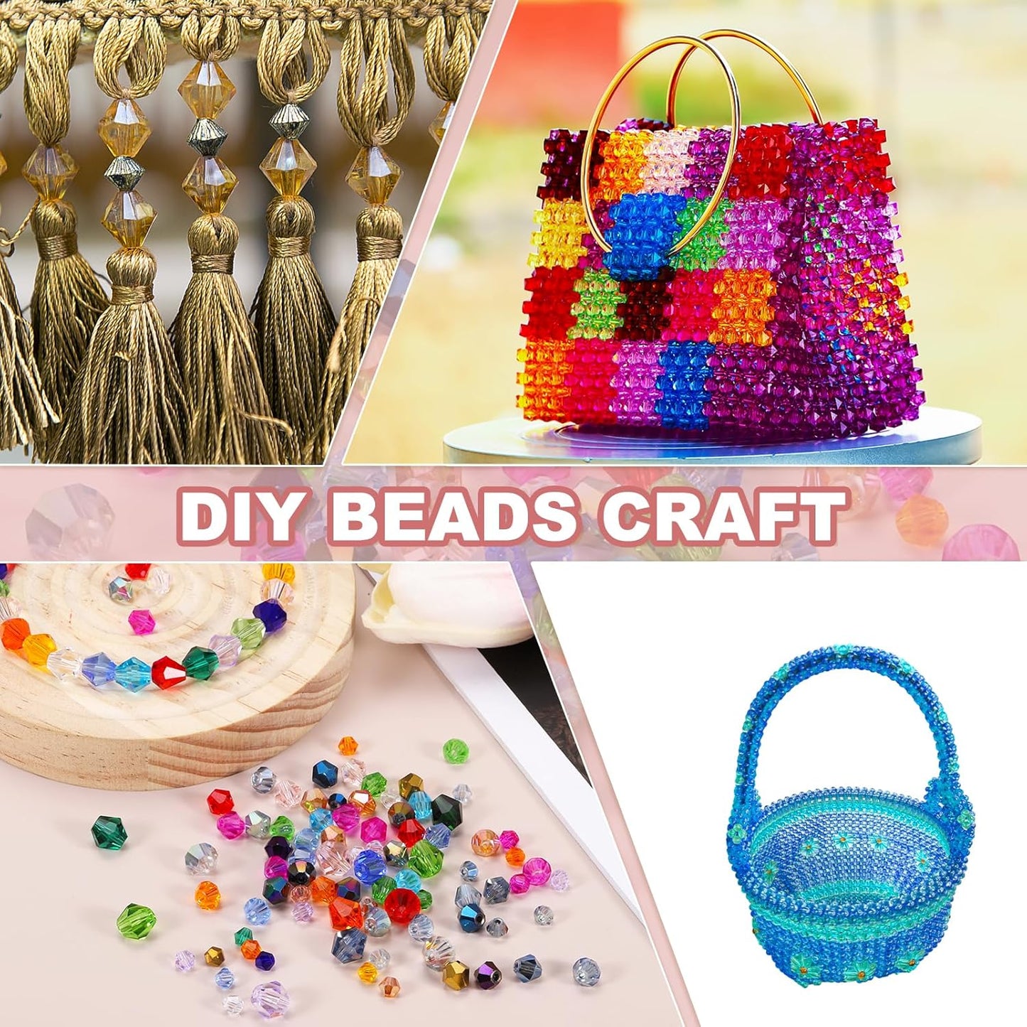 PATIKIL 1000pcs 4mm Bicone Glass Crystal Beads, Faceted Glass Spacer Beads with Box for Jewelry Making Bracelet Necklace Earrings DIY Suncatcher Craft, Grass Green