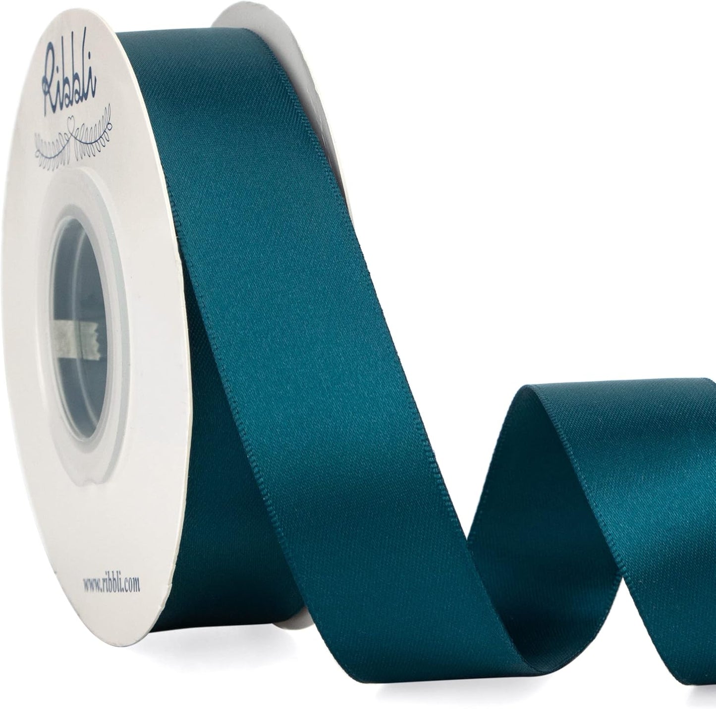 Ribbli Double Faced Teal Ribbon,1” x Continuous 25 Yards,Use for Bows Bouquet,Gift Wrapping,Floral Arrangement
