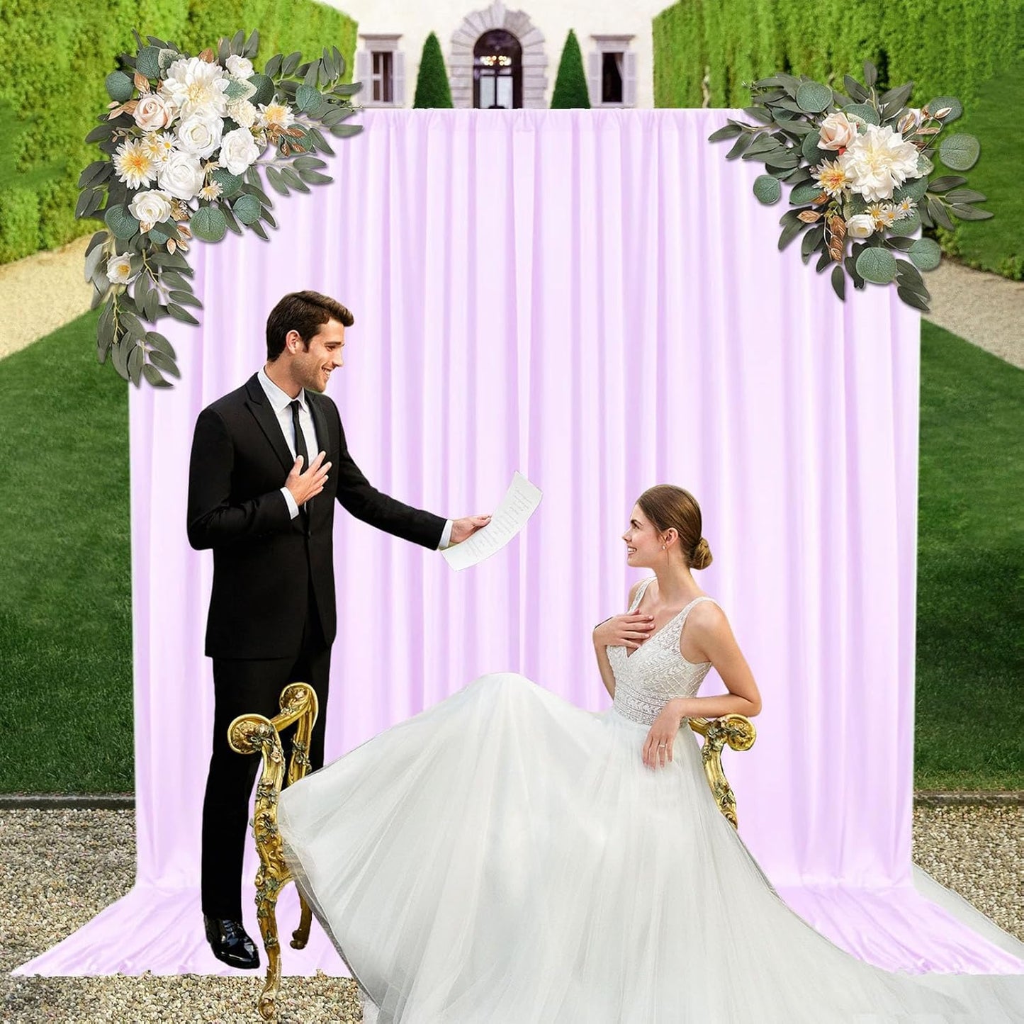 10ft x 10ft Light Purple Backdrop Curtains for Parties, Fabric Satin Background Curtain with Rod Pockets for Weddings, Birthday, Baby Shower, Photography, Graduation Party Backdrop Drapes, 2 Panels