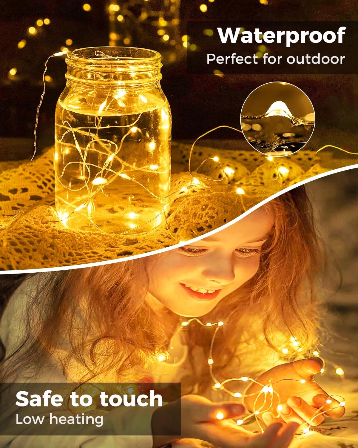 btfarm 6 Pack LED Fairy Lights Battery Operated, 7ft 20LED Mini String Lights Waterproof, Silver Wire Firefly Starry Bulk for Mason Jars Crafts Table Centerpieces Party Christmas, Warm White