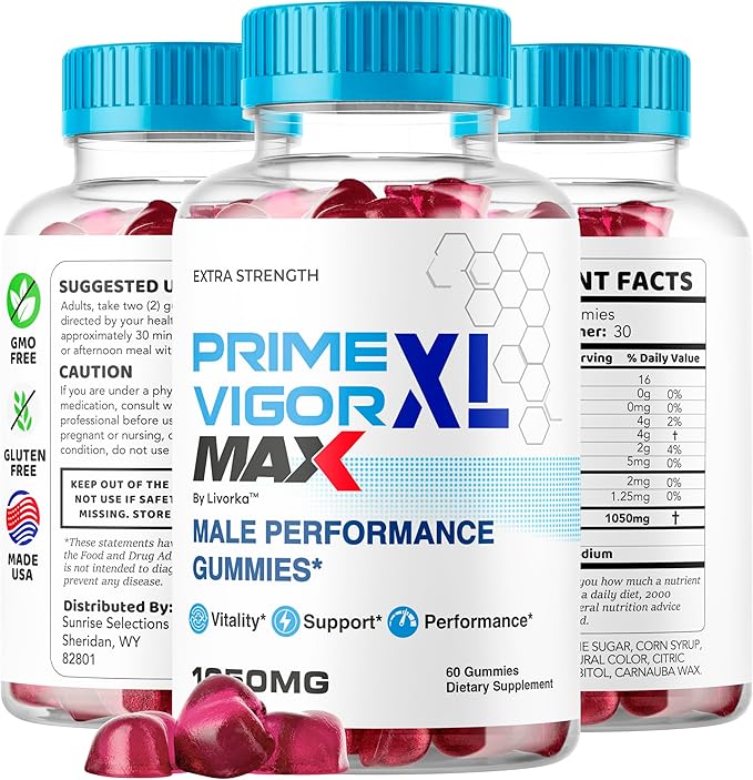 (3 Pack) Prime Vigor XL Max - PrimeVigor XL Max Gummies for Men - Maximum Strength, Prime Vigorxl for Men, Primevigormax Advanced Formula Gummys, Primevigorgummies Supplement, 180 Gummies for 3 Months