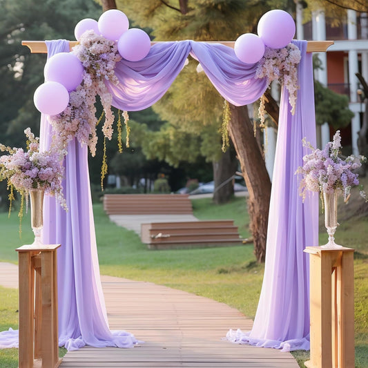 Wedding Arch Draping Fabric Lavender Purple Sheer Wedding Arch Drapes for Ceremony Bridal Party 19Ft Length x 28" Width 1Panel
