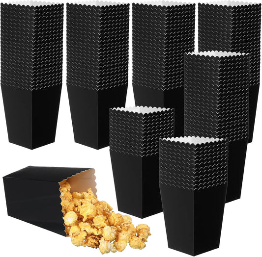 200 Pcs Popcorn Boxes Mini Paper Popcorn Box Cardboard Popcorn Container for Party Disposable Snack Candy Popcorn Bags Popcorn Holder for Birthday Wedding Decoration, 2.2 x 4.2 x 3 Inches (Black)