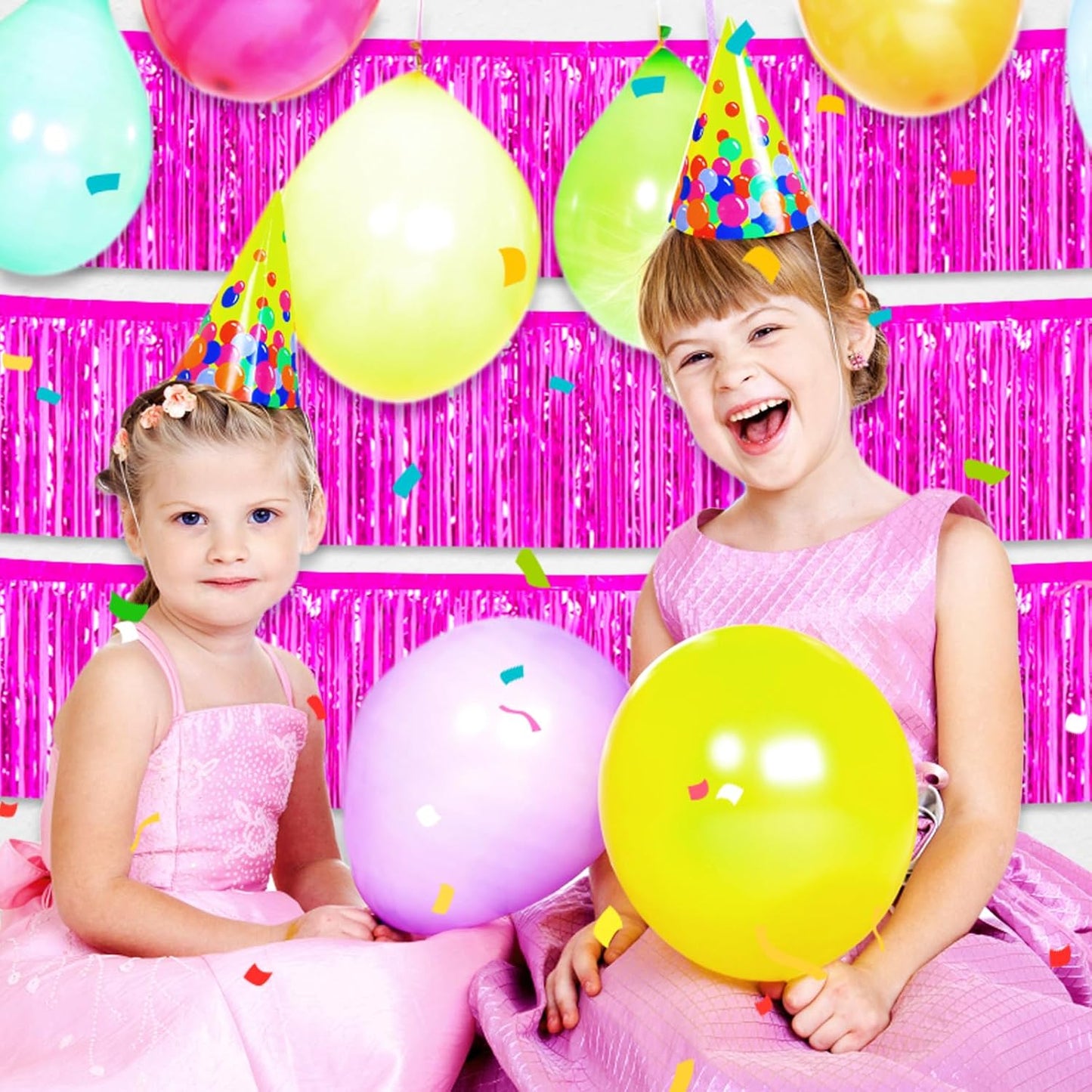 3 Pack 10 Long Rose Red Metallic Foil Fringe Garland Wall Hanging Tassle Banner, Mother's Day, Easter, Parade Floats, Birthday, Theme Party, Wedding Party Decorations