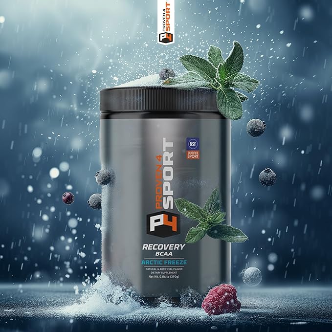 Proven4 Bcaa Post Workout Recovery Powder – NSF Certified for Sport Muscle Recovery Supplements with Electrolytes and Amino acids Powder Arctic Freeze Flavor 30 Servings