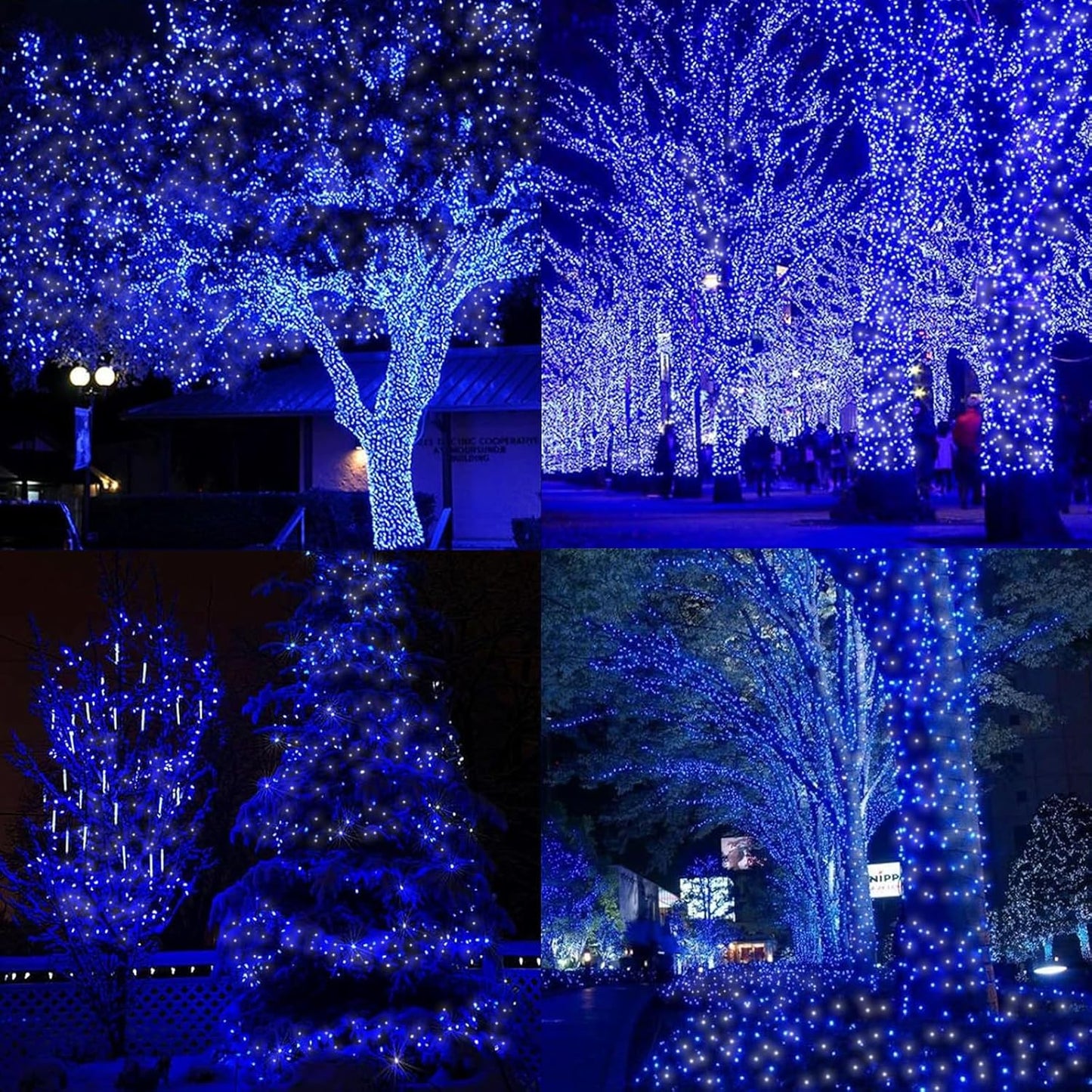 LAMPHOME 33ft Christmas Decorative Mini Lights, 100 LED Transparent Wire Fairy Starry String Lights Plug in, 16 Lighting Modes for Outdoor Xmas Tree Wedding Party Decoration (White+Blue)