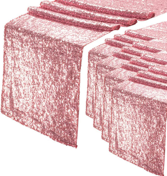 Eternal Beauty Fuchsia Pink Table Runner for Wedding, 5PCS-12x108 Sequin Table Runner Decorations for Birthday Parties, Banquets, Graduations,Christmas