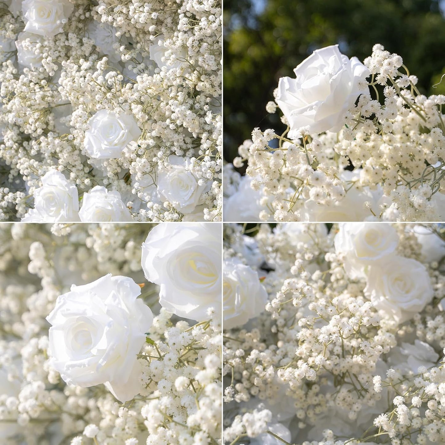Artificial Flower Wall Panels, Luxury 5D Silk Babybreath Backdrop Decor for Wedding Celebrations, Festive Party and Home Decorating, Quick Assembly and Storage, Both Eco ＆ Pet Friendly, 4 ft*8ft.