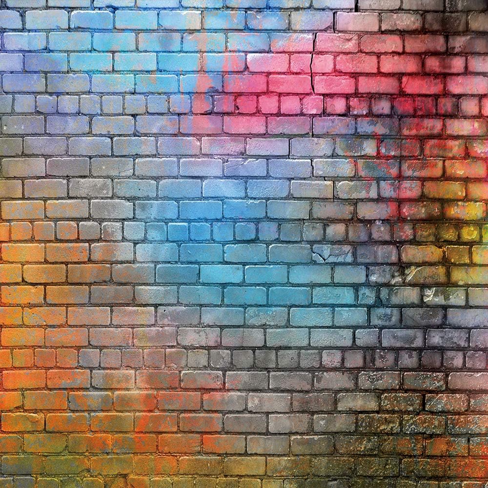 Colorful Graffiti Brick Wall Backdrop 8x8ft – Urban Street Art Background for Photography, Hip Hop Party, Graffiti Theme Event, Studio Wall Decor, Vinyl Photo Booth Banner 081