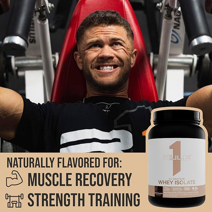 Rule 1 Naturally Flavored R1 Protein Whey Isolate - Clean Formula with 25g Protein & 6g BCAA Exclusively Isolated & Hydrolyzed Sources for Workout Recovery (1.7 Pounds*, Pure Vanilla)