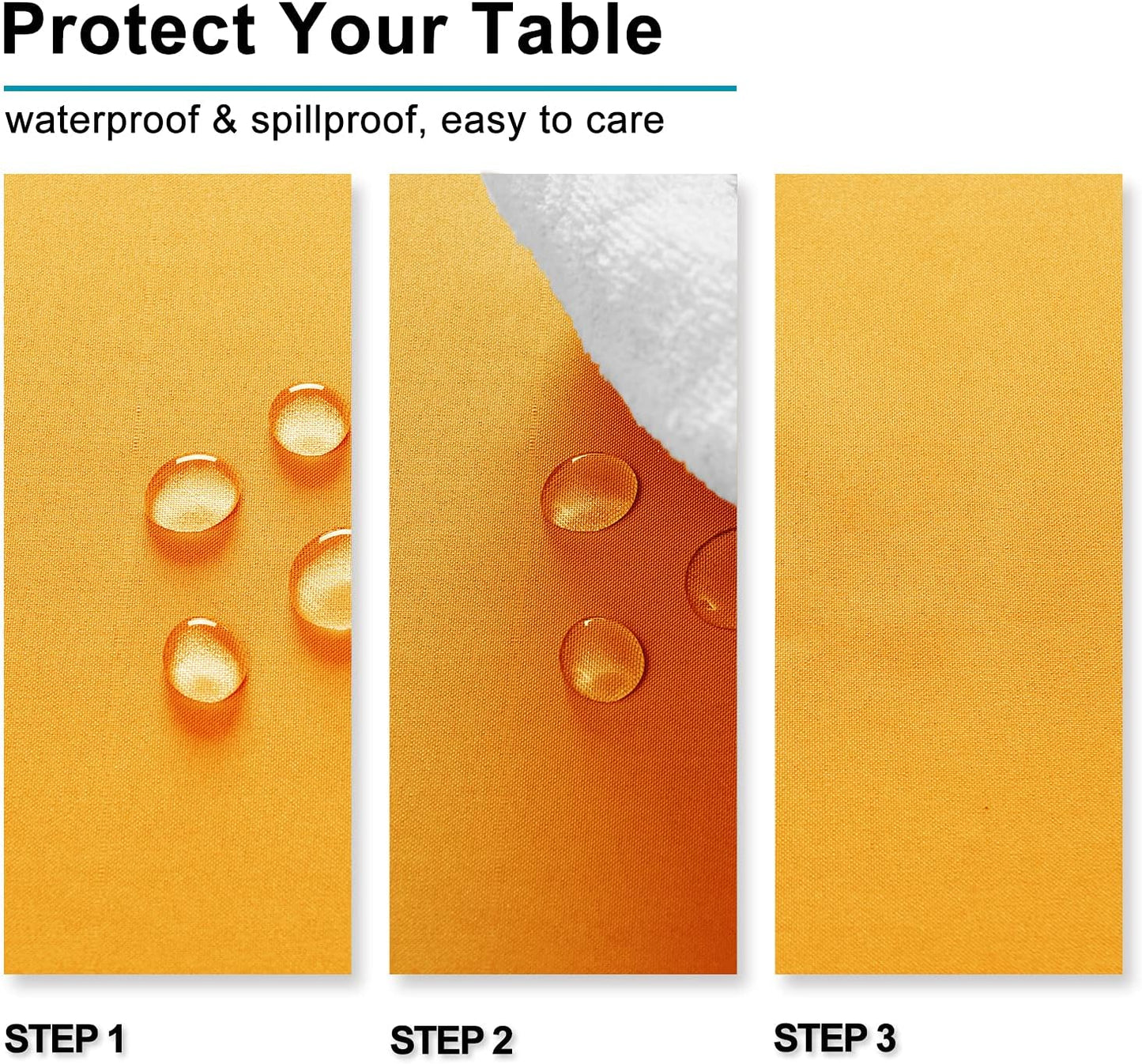 Hiasan Orange Yellow Rectangle Tablecloth - Waterproof Washable Fabric Table Cloth for Dining Party and Outdoor Use, 54 x 120 Inch