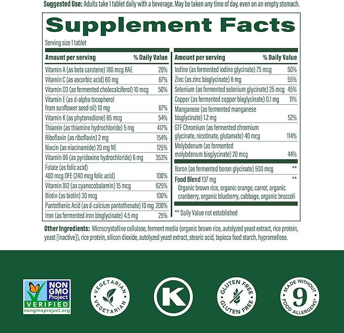 MegaFood One Daily Multivitamin - Multivitamin for Women and Men - with Real Food - Immune Support Supplement - Vitamin C & Vitamin B - Bone Health - Energy Metabolism - Vegetarian, Non-GMO - 60 Tabs