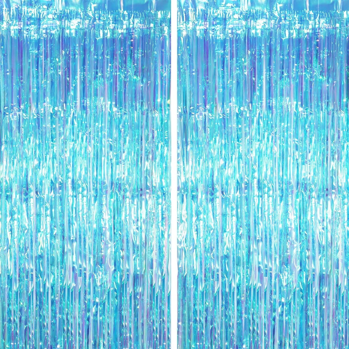 2 Pack Neon Iridescent Tinsel Foil Fringe Curtains, Iridescent Party Decorations, Metallic Tinsel Party Streamers Backdrop for Birthday Baby Shower Graduation Wedding Party Decorations