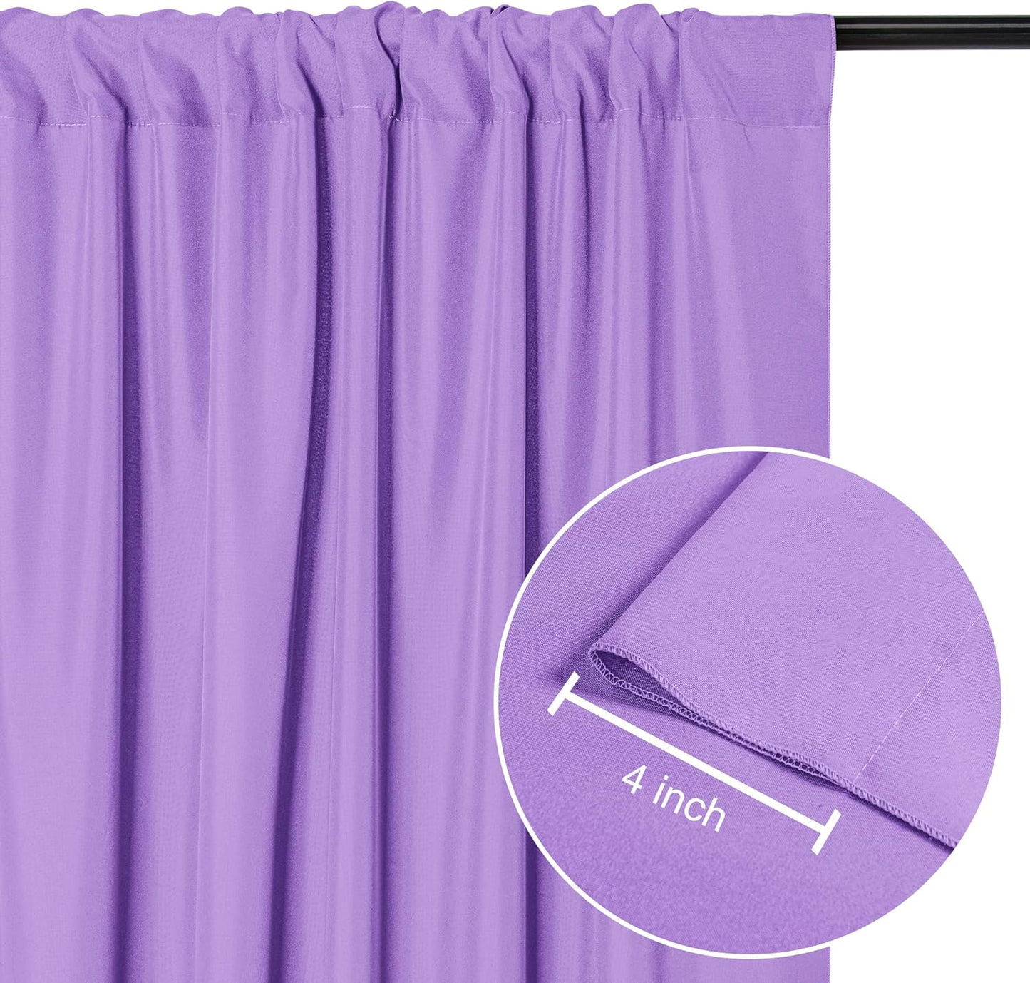 DWCN 10x7 FT Backdrop Curtains for Parties, Photography Backdrop Drapes with Rod Pockets for Wedding Decorations Stage Birthday Family Gatherings, 2 Panels 5ft x 7ft, Lavender