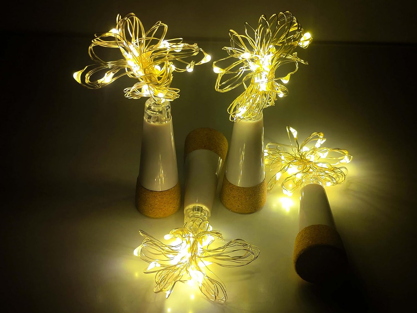 Wine Bottle Lights with Cork Switch for Liquor Bottles 4 Pack Rechargeable Battery Operated 20 Led Bottle Stopper Warm String Fairy Lights Indoor Christmas Wedding Halloween Decorations