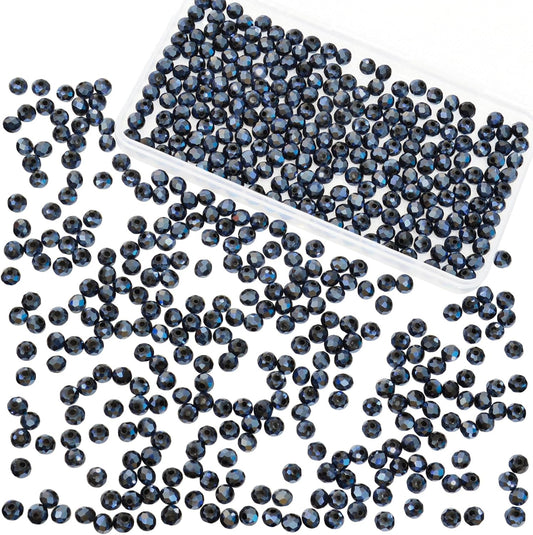 500Pcs 6mm Crystal Glass Beads for Jewelry Making Beads for Bracelets Necklace Pendants Making Supplies(Navy Blue)