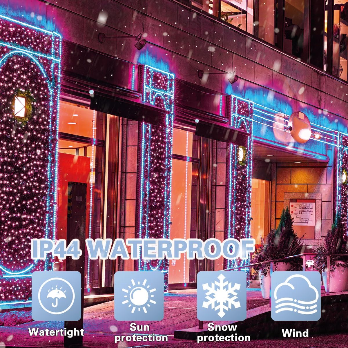 LAMPHOME 66ft Christmas Decorative Mini Lights,200 LED Transparent Wire Fairy Starry String Lights Plug in, 11 Lighting Modes, for Indoor Outdoor Xmas Tree Wedding Party Decoration (Pink)