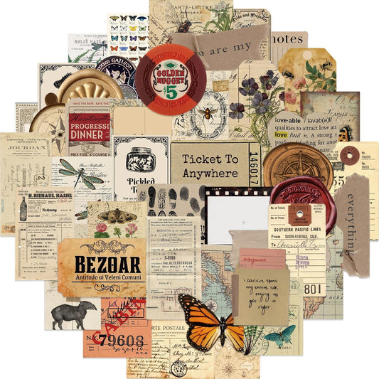 100 Pcs Vintage Stickers, Aesthetic Waterproof Decals for Water Bottle Laptop Computer Skateboard Bumper, Vsco Butterfly Vinyl Stickers for Kids Teens Girls