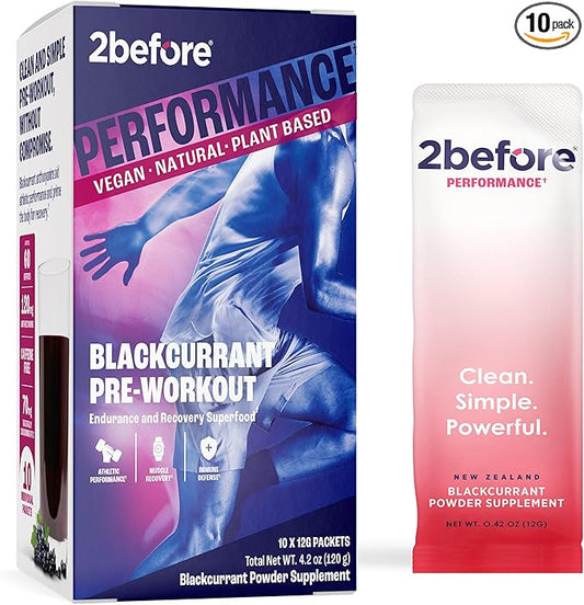 Blackcurrant I All Natural Vegan Pre Workout, Caffeine Free I Clean Energy, Endurance, Recovery I Pre Workout Women and Men I 10 x Individual Packets I Informed Sports Certified